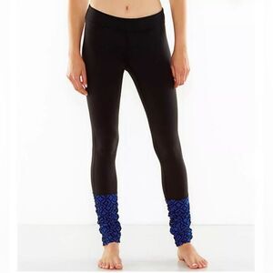 Lucy Small Activewear Yoga Maniac Workout Exercise Leggings Black Blue
